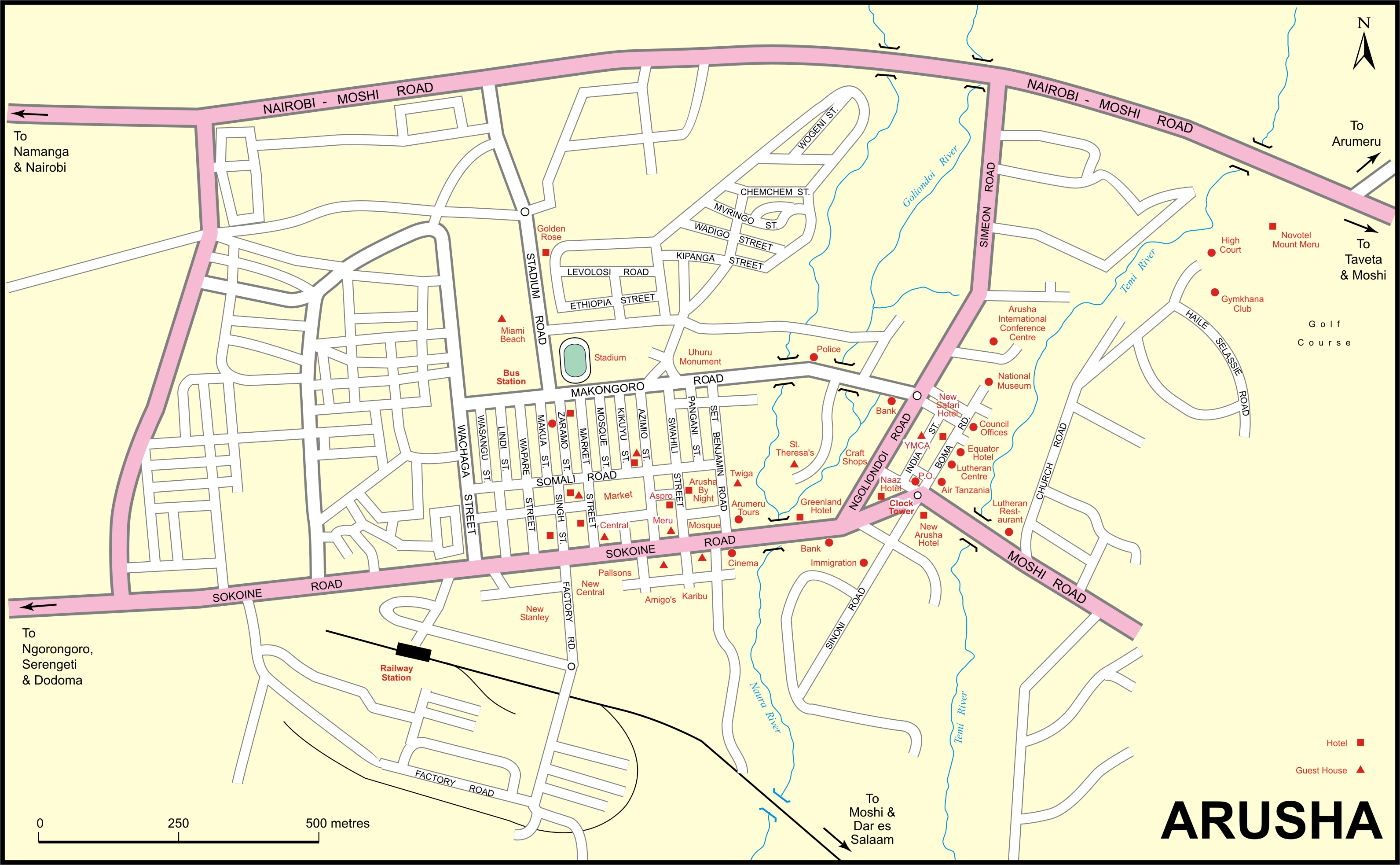 Map Of Arusha Tanzania Arusha Town Map Arusha Tanzania • mappery