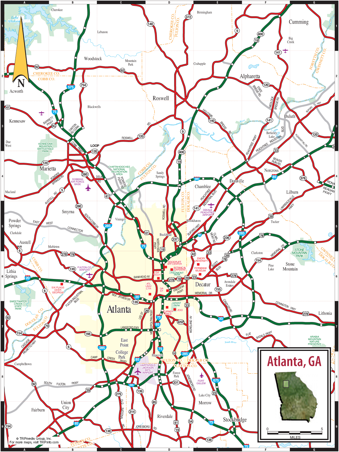 Atlanta GA Tourist Map Atlanta GA • mappery
