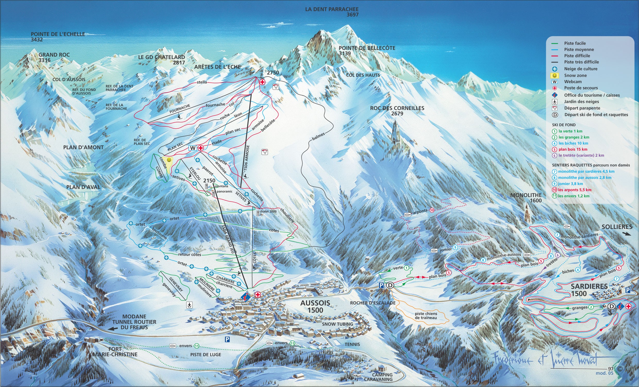 Introduction À Aussois Carte Aussois Ski Trail Map Aussois RhôneAlpes France • mappery