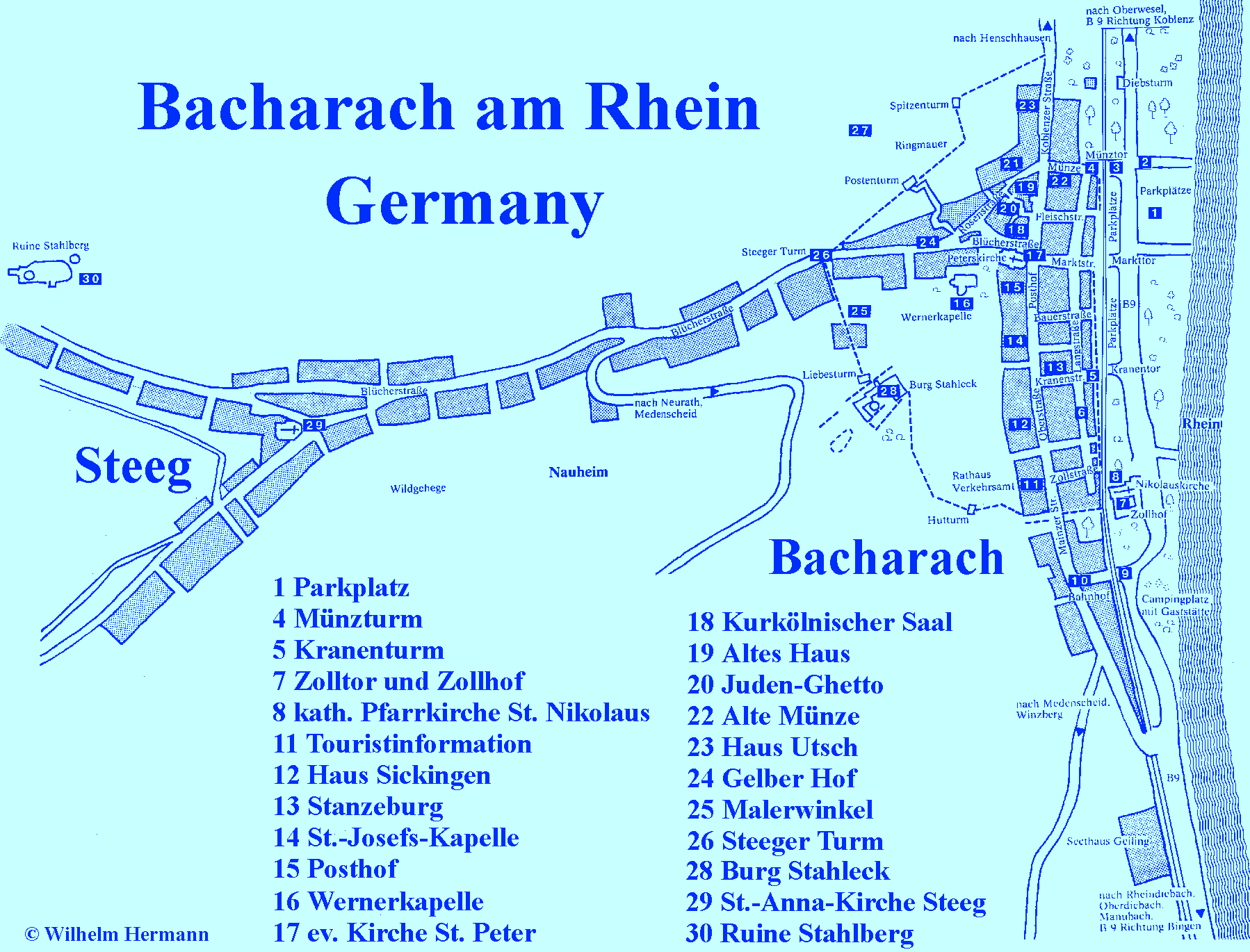 Bacharach Map Middle Rhine Valley,.
