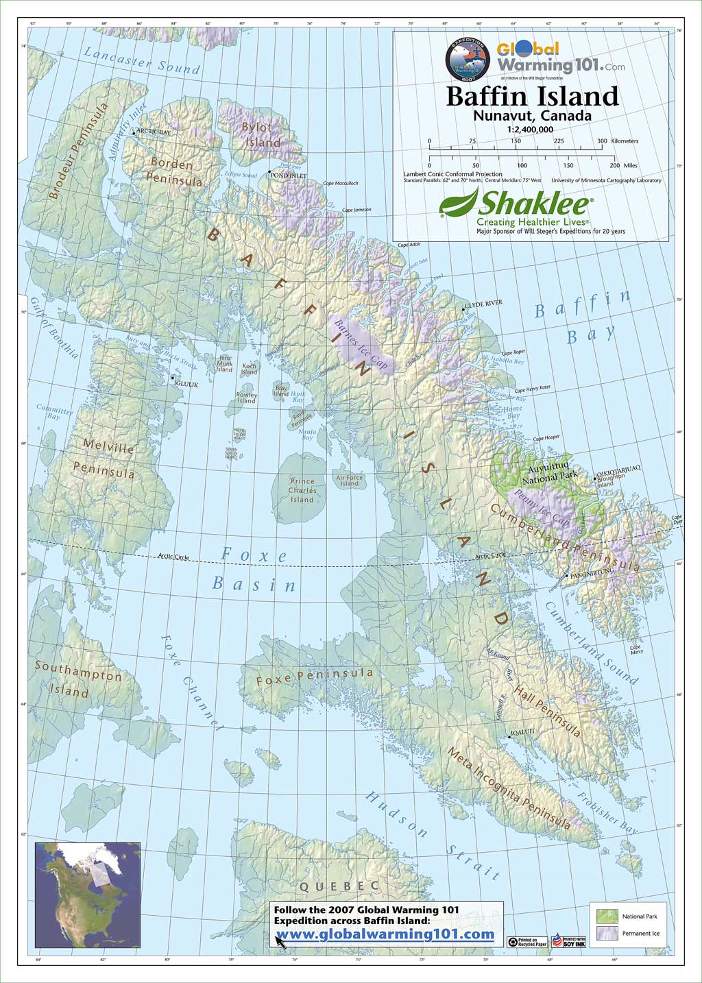 Where is Baffin Island, Nunavut, Canada on Map Lat Long.