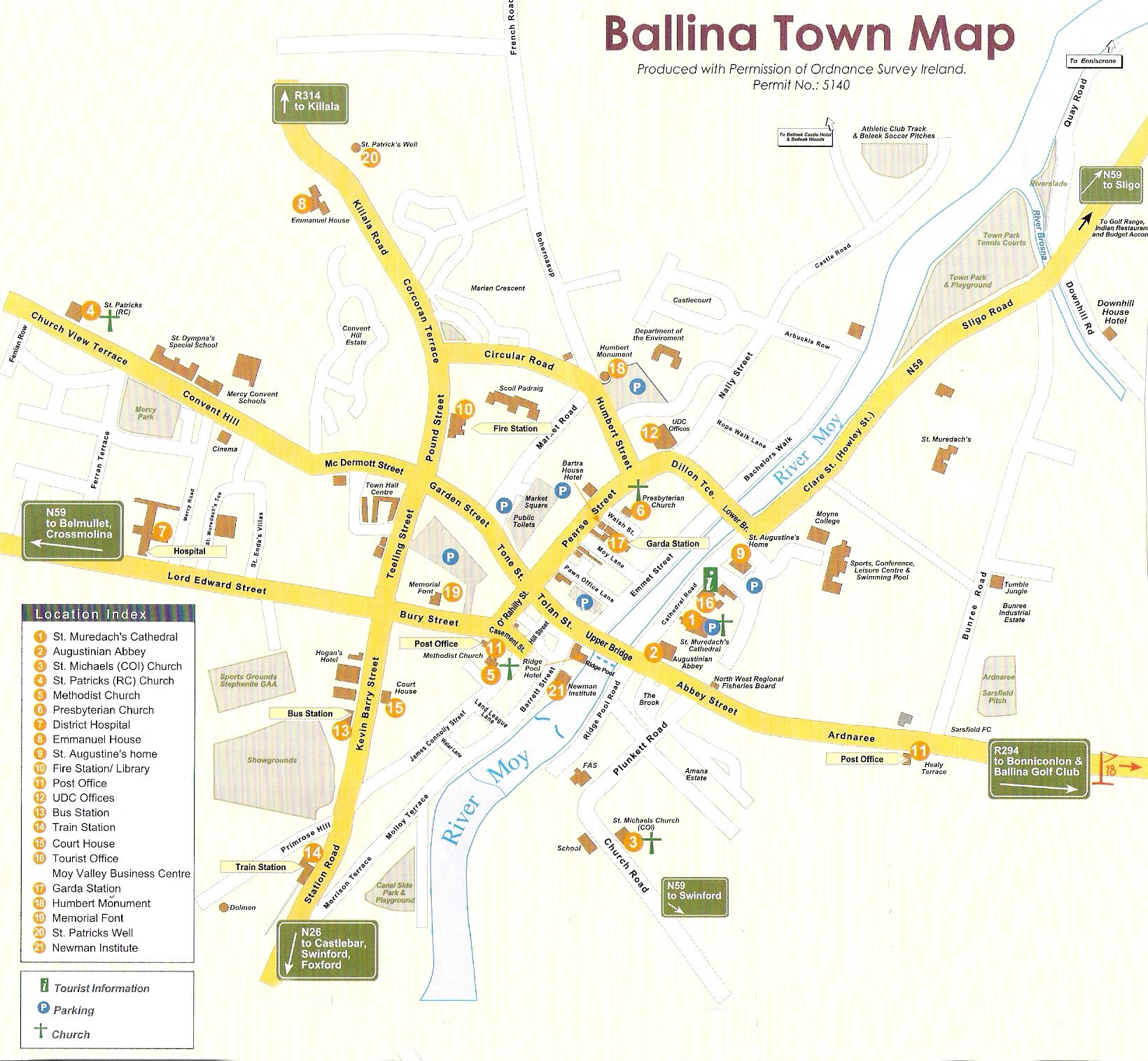 Ballina Town Map Ballina Ireland • mappery