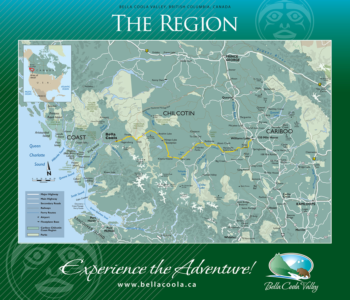 Bella Coola Valley Region Map Tallheo Canada • mappery