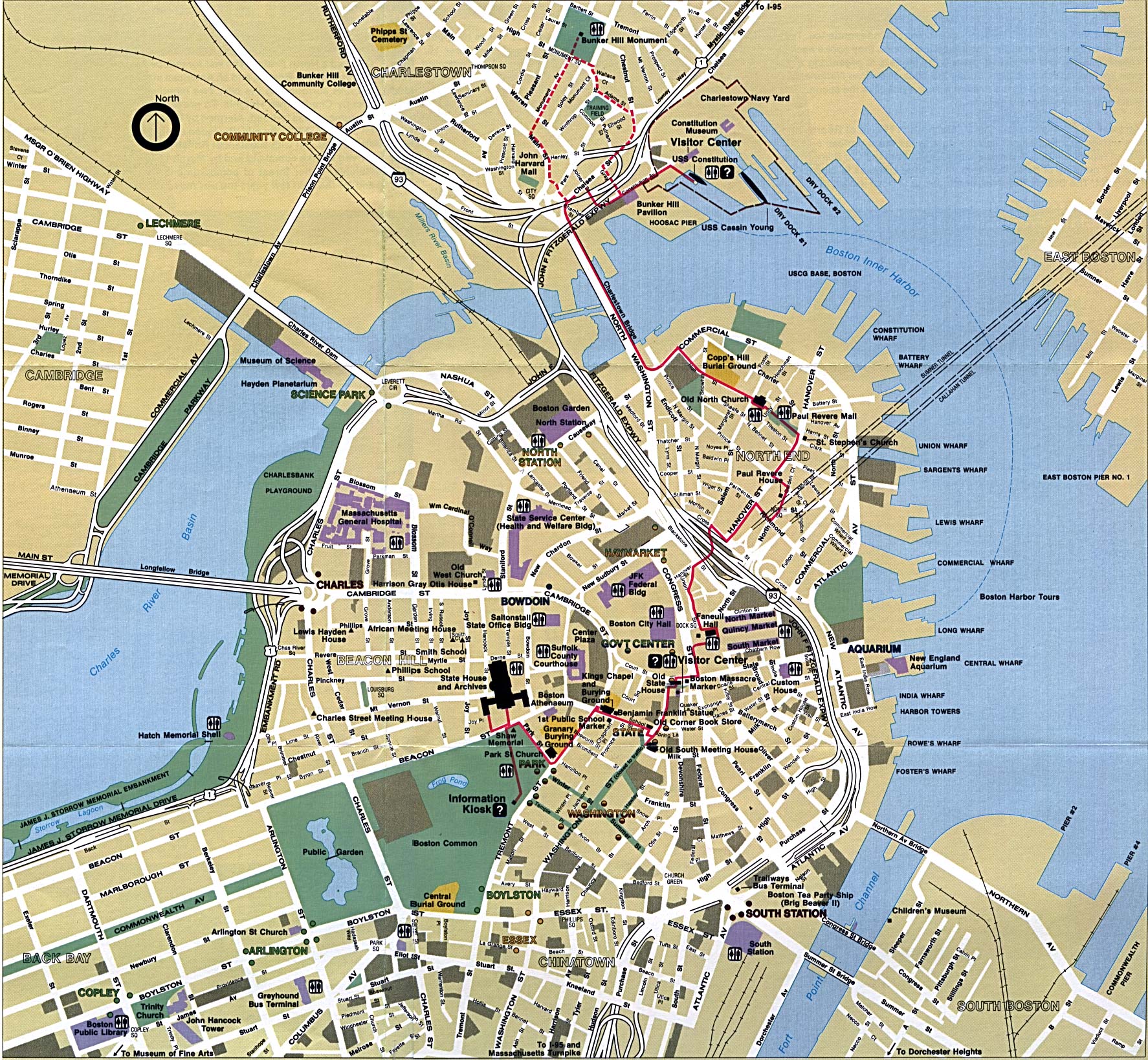 Boston Tourist Map Boston • mappery