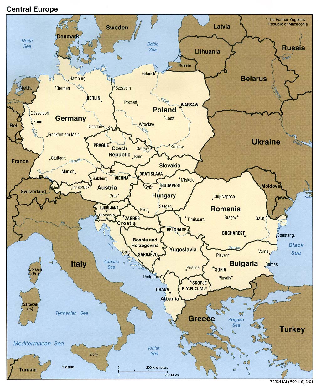 Central Europe Country Map Europe • mappery