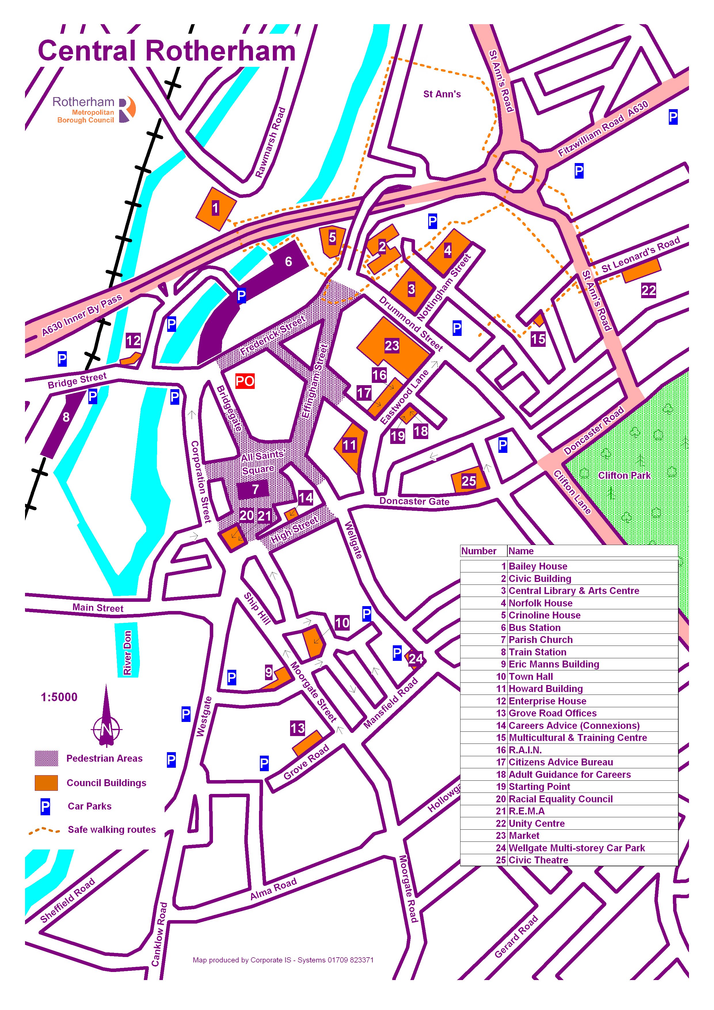 Central Rotherham Map Rotherham South Yorkshire England • mappery