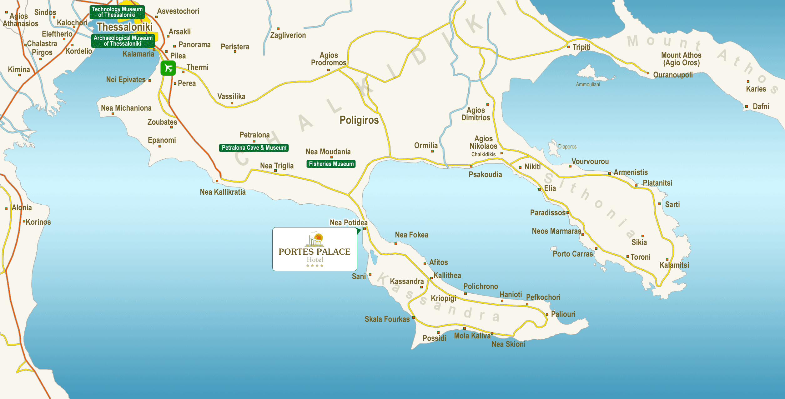 Carte Halkidiki Grèce Chalkidiki Map Chalkidiki Greece • mappery