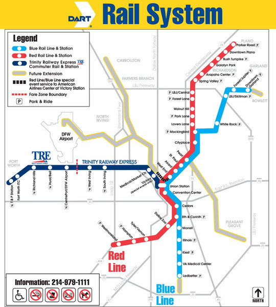DART Rail System Map Dallas TX • mappery