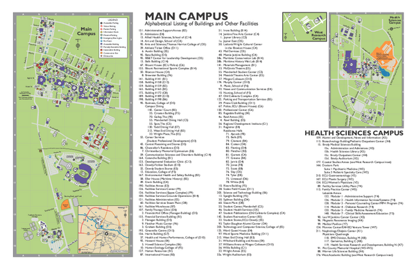 East Carolina University Map East Carolina University Campus Map Map Vector