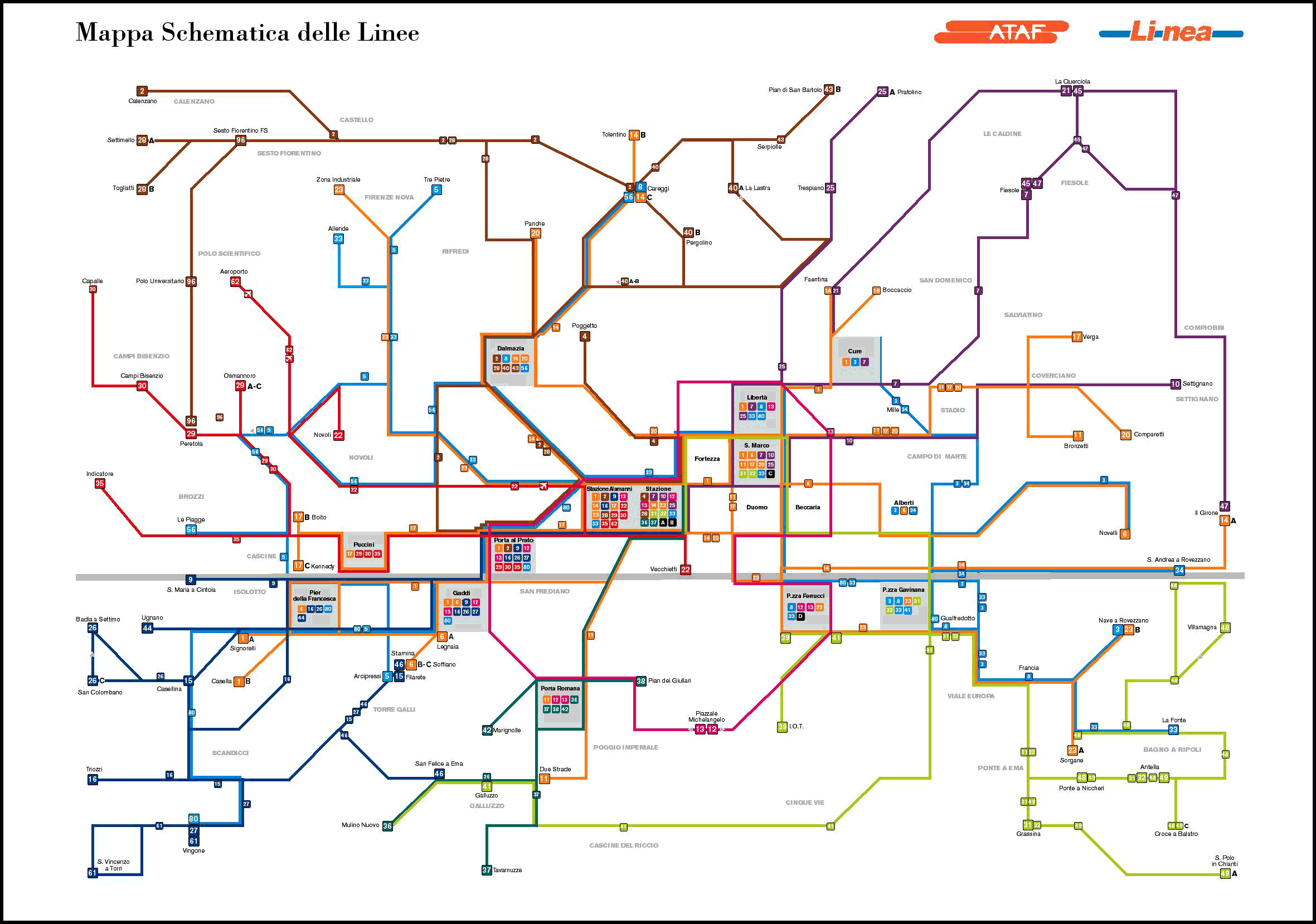 Bus Map Florence Italy Florence ATAF Bus Line Map Florence Italy • mappery