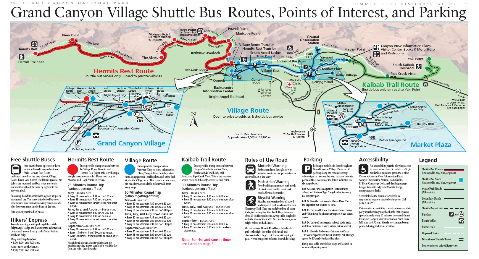 Grand Canyon Shuttle Bus Map Grand Canyonn National Park AZ US • mappery