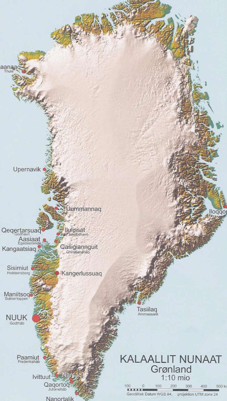 Greenland Physical map • mappery
