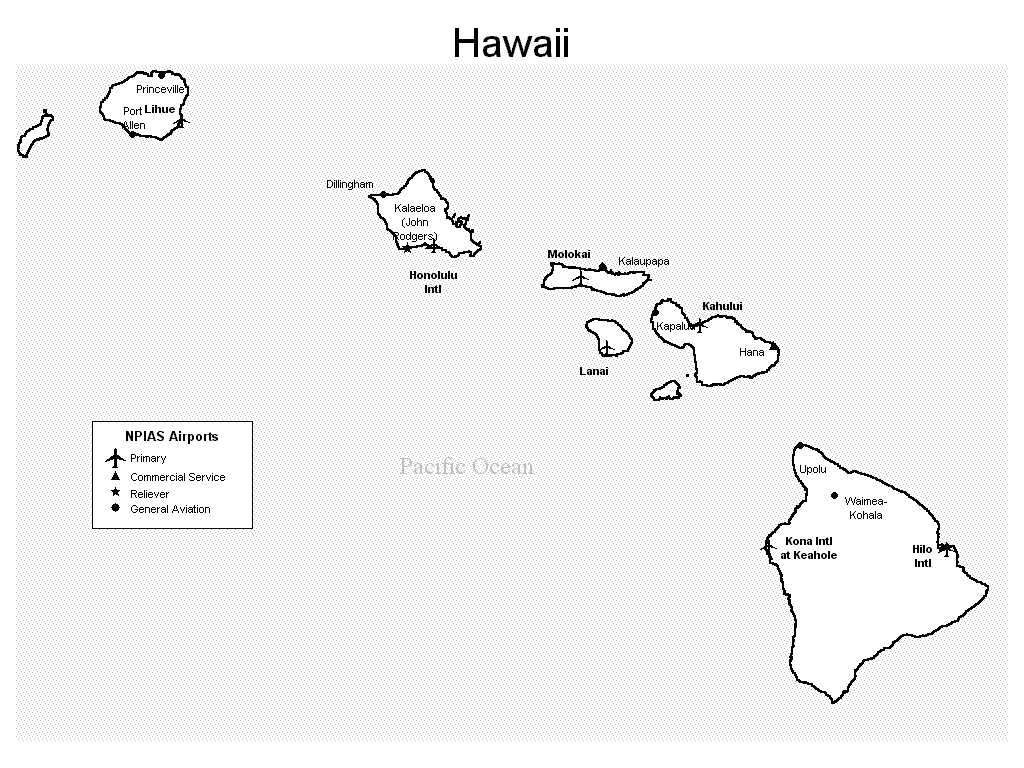 Printable Map Of Hawaiian Islands Hawaiian Islands Airports Map - Hawaiian Islands • Mappery