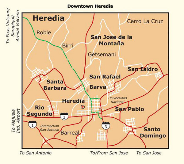 Heredia City Map heredia costa rica • mappery
