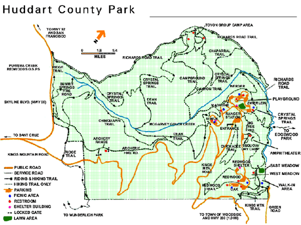 Huddart County Park Map Woodside California • mappery