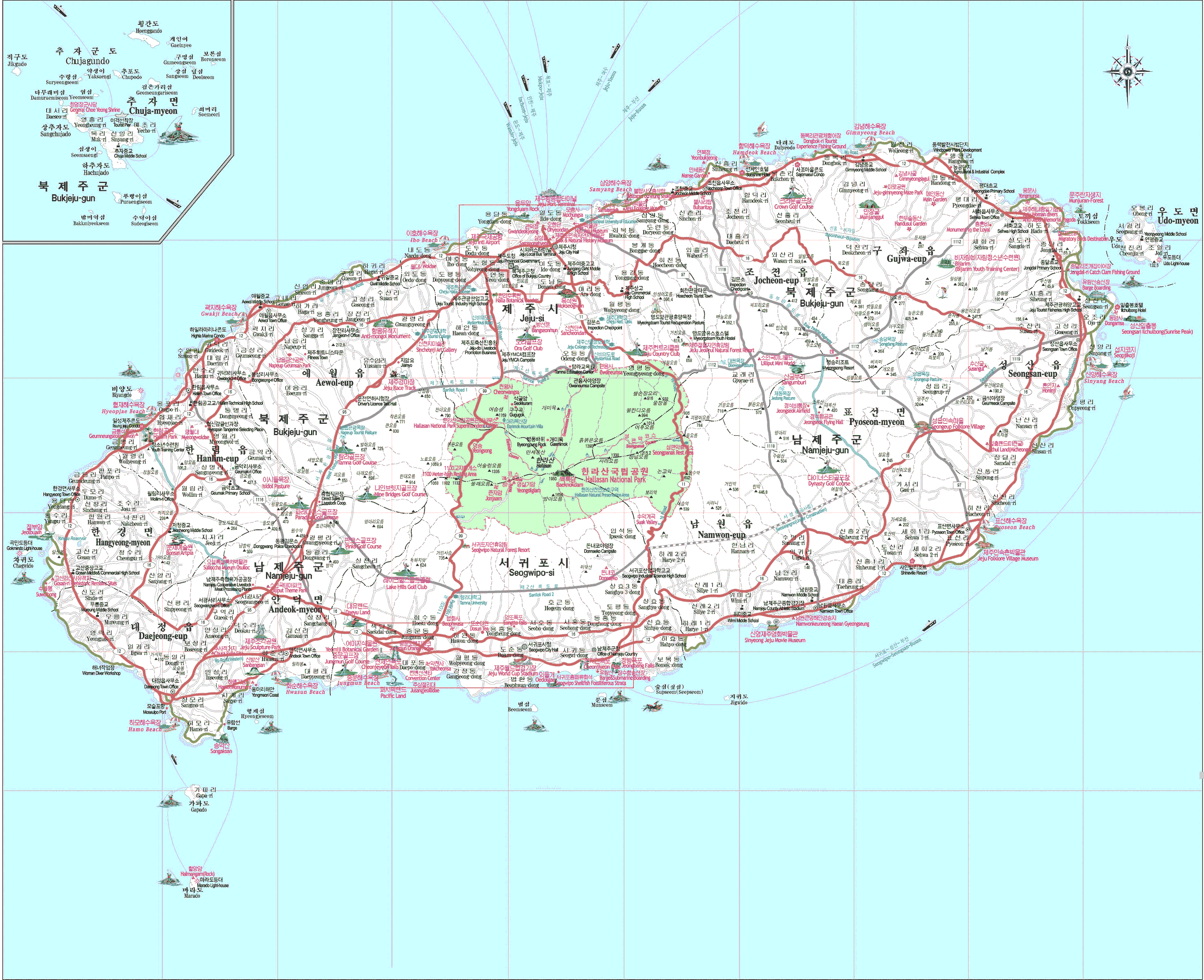 Jeju Map Road Map Of Jeju, South Korea Stock Illustration Image
