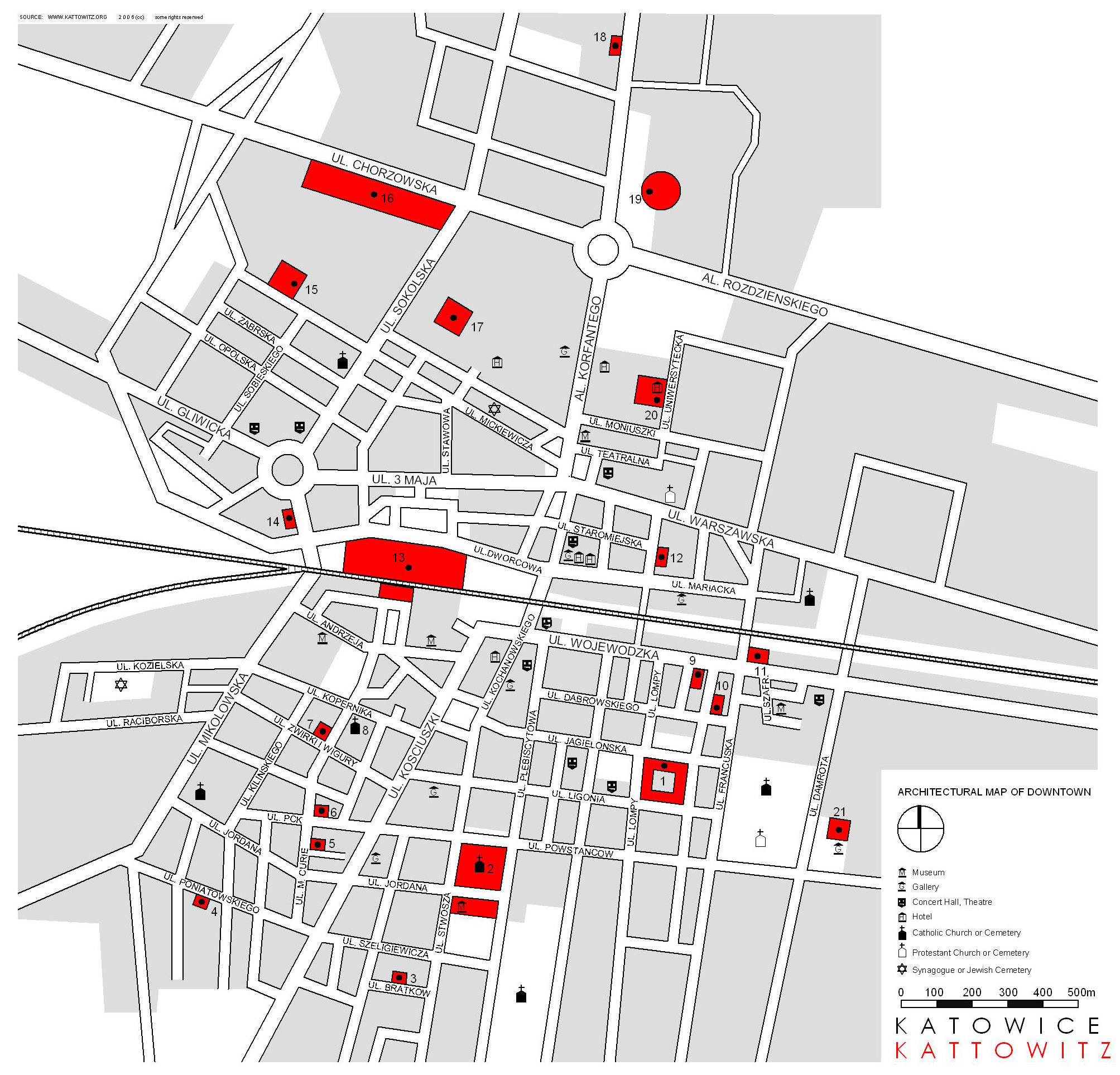 Polen Kattowitz Karte Kattowitz Tourist Map Kattowitz Poland • mappery