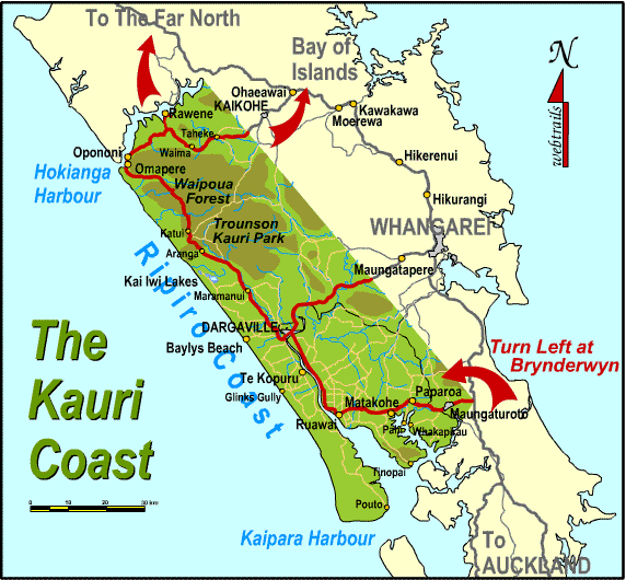 Kauri Coast Map Kauri Coast New Zealand • mappery