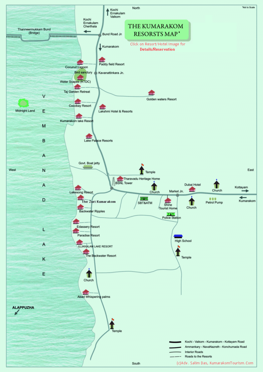 Kumarakom Resort Tourist Map Vembanad Lake • mappery