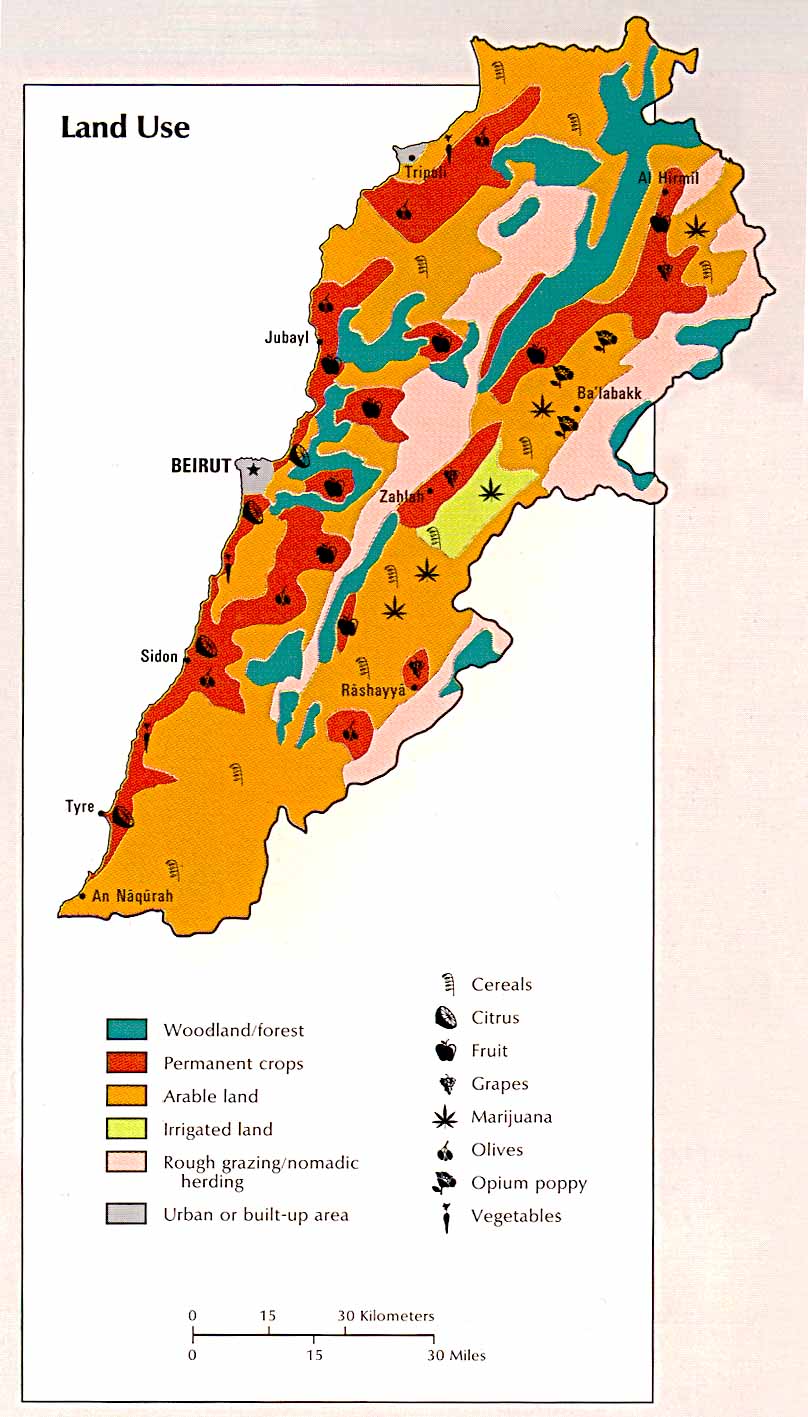 Lebanon Land Use Map Lebanon • mappery