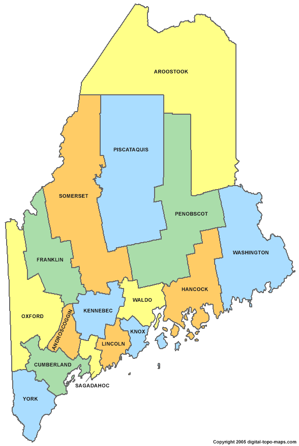 Maine Area Code Map Maine Counties Map - Maine • Mappery