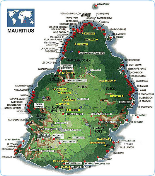 Mauritius tourist Map • mappery