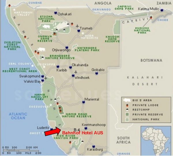 Namibia tourist map Ontheworldmap.com