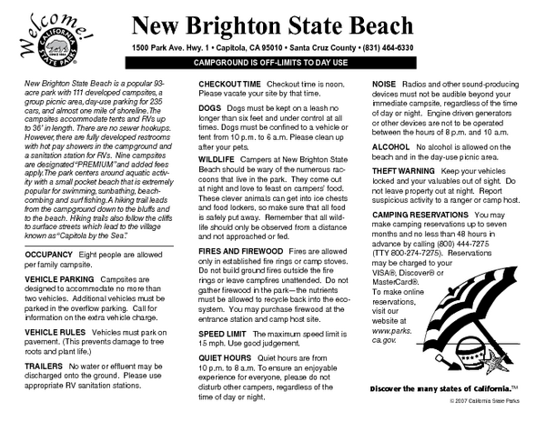 New Brighton State Beach Campground Map New Brighton State Beach Capitola CA • mappery