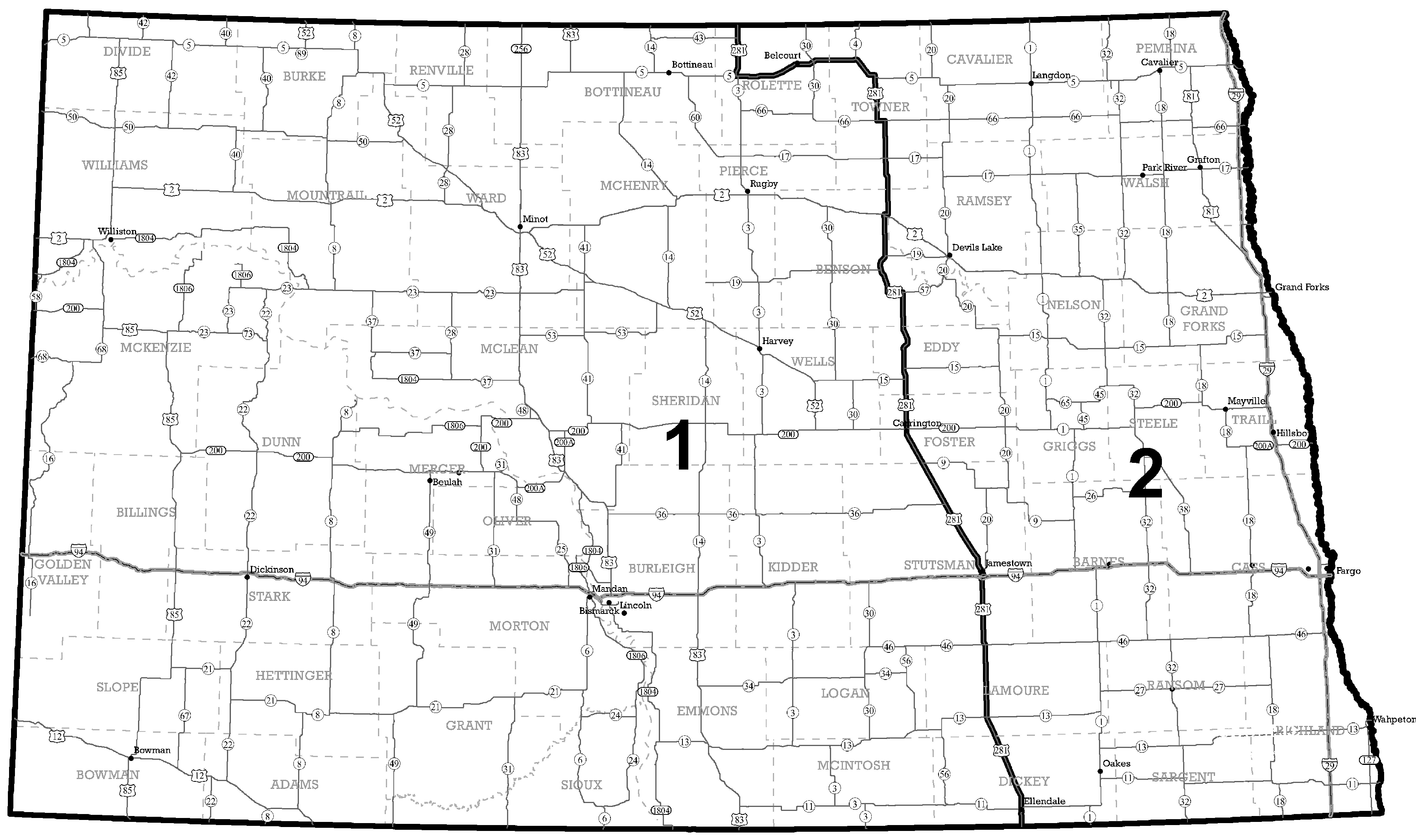 North Dakota Small Game Map North Dakota • mappery