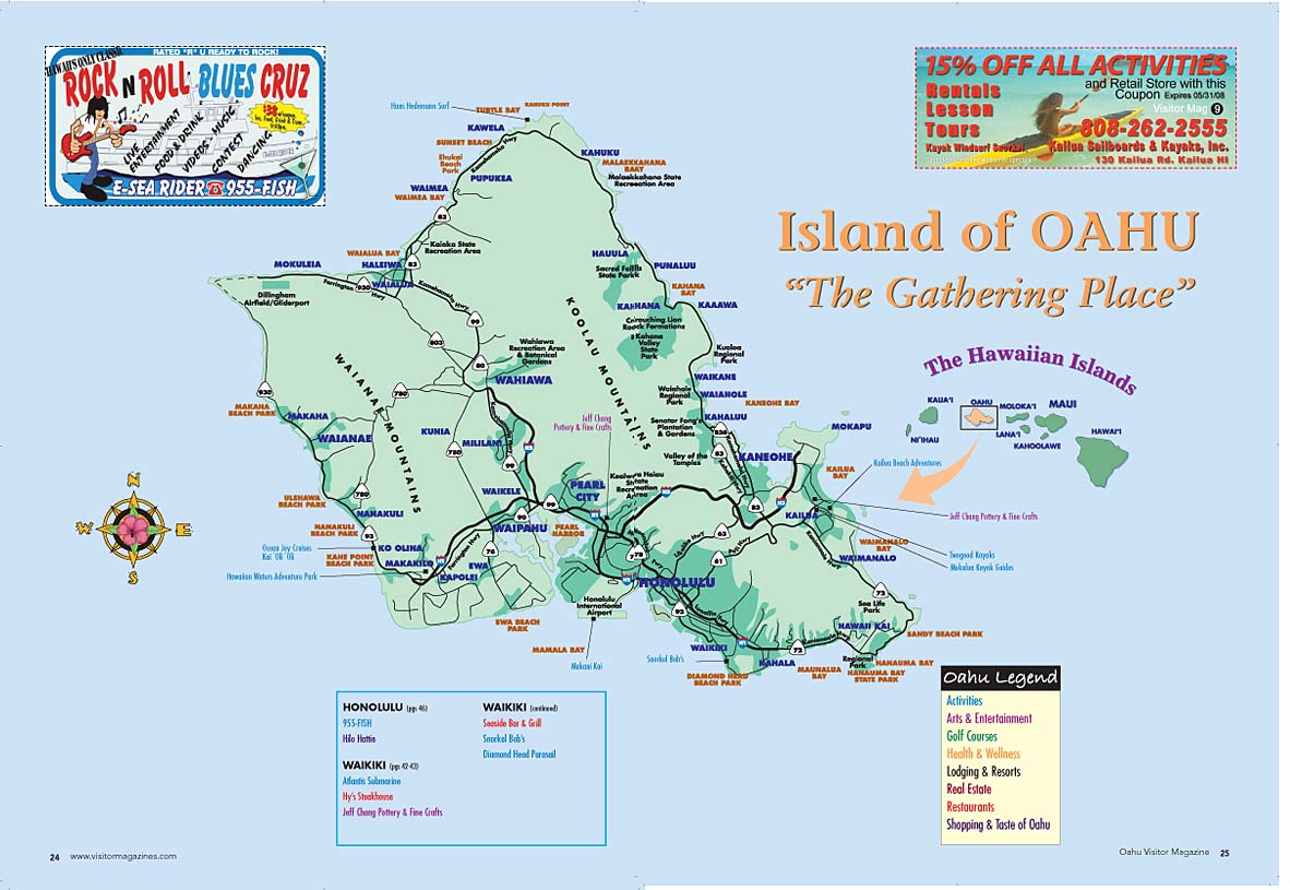 Oahu Guide Basic Map Oahu • mappery