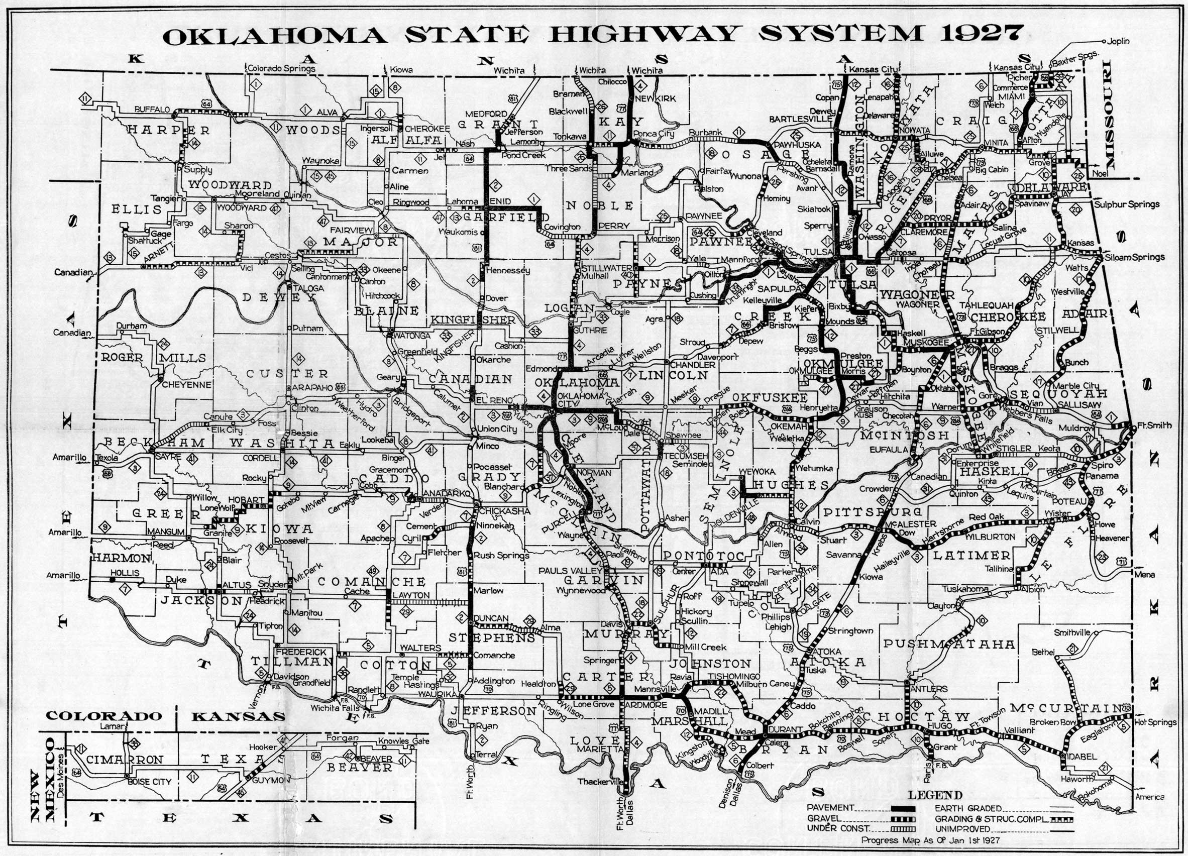 Oklahoma State Highway Map Oklahoma USA • mappery