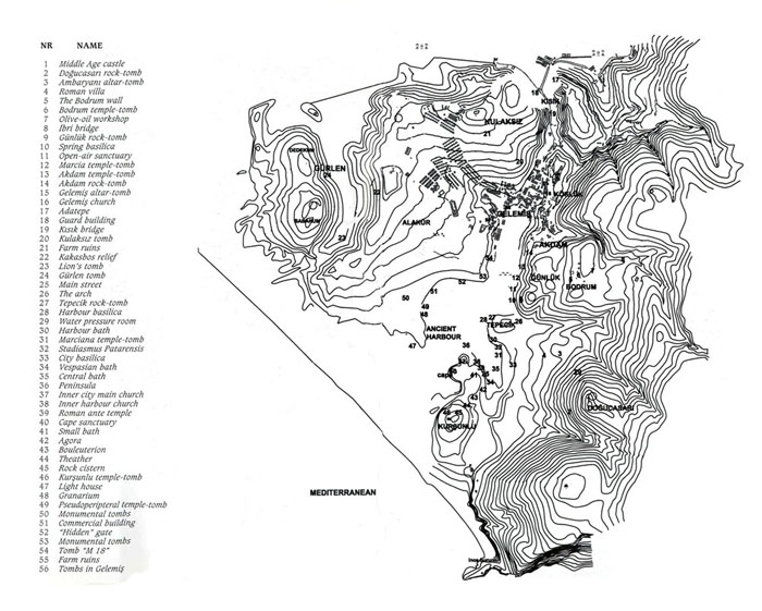 Patara Türkei Karte Patara plan map Patara Turkey • mappery