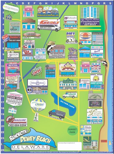 Map Of Rehoboth Beach Area Rehoboth Beach Delaware Cartoon Map - Rehoboth Beach Delaware • Mappery