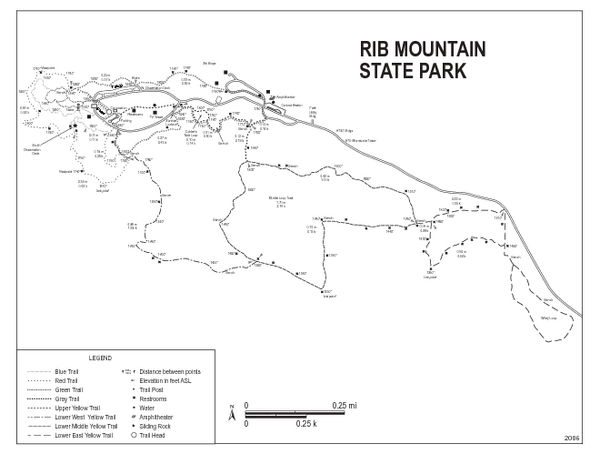 Rib Mountain Trail Map Rib Mountain State Park Map Rib Mountain State Park WI USA • mappery