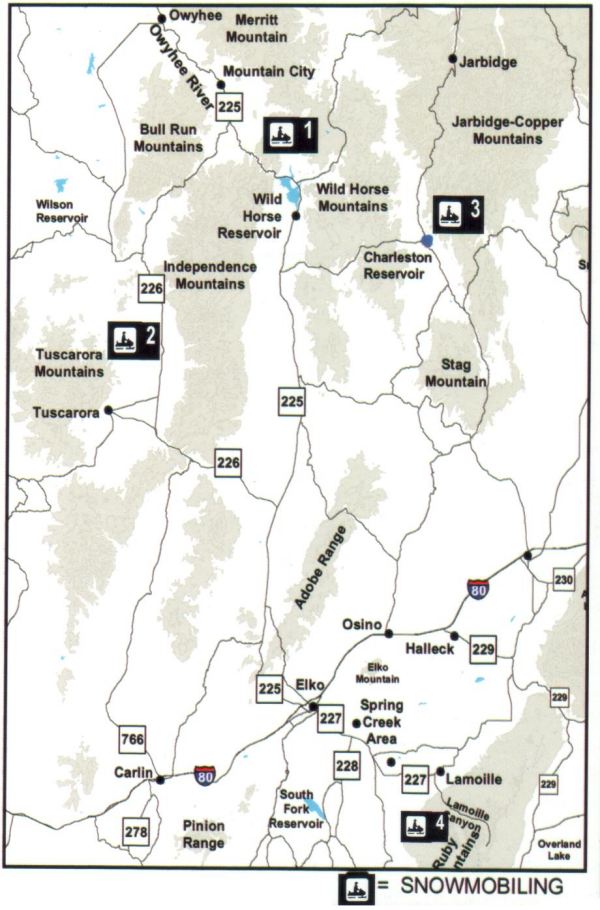 Snowmobiling Map Elko County Nevada Elko NV • mappery
