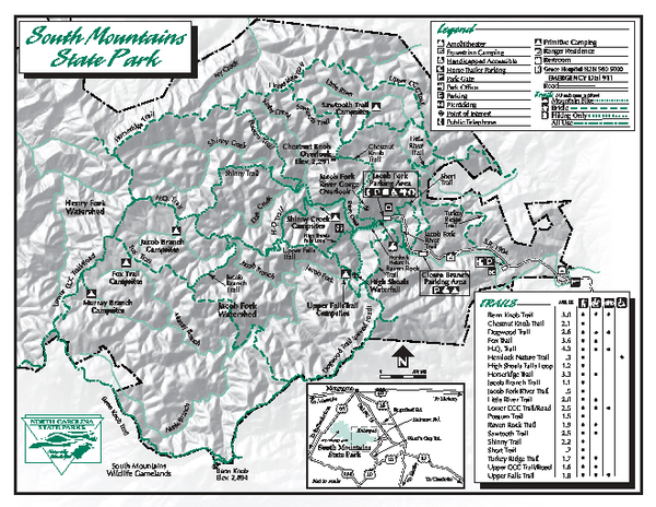 South Mountain State Park Map South Mountains State Park Map - Connelly Springs Nc 28612 • Mappery