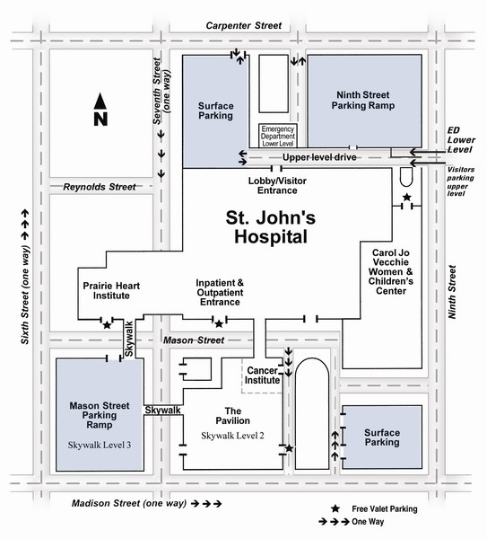 St Johns Hospital Visitor Map Springfield Illinois USA • mappery