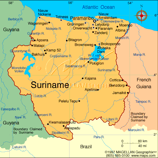 Suriname Map suriname • mappery