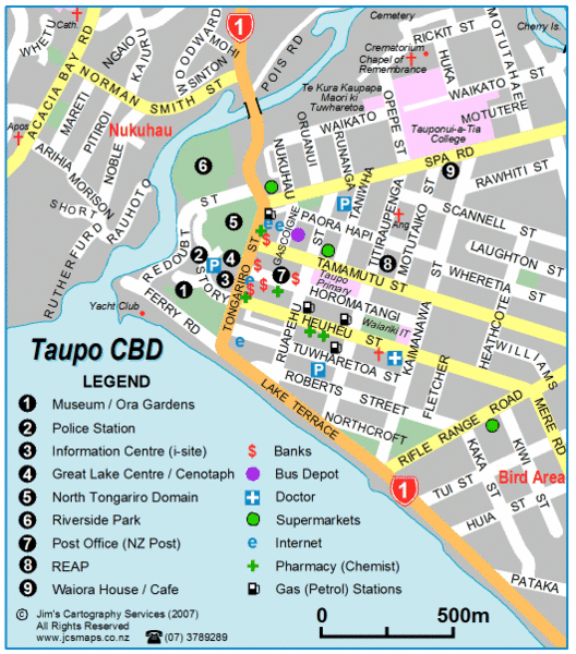 Taupo Town Map Taupo New Zealand • mappery