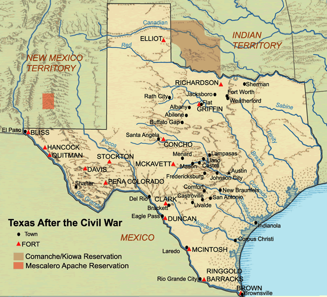 Texas After Civil War Historical Map Texas • mappery