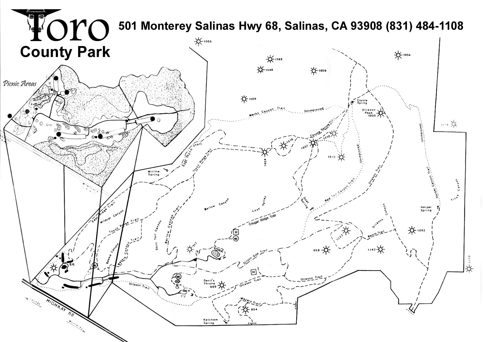 Toro County Park Map Toro park Salinas • mappery