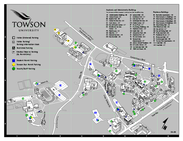 Towson University Campus Map Towson University Map - Towson Maryland • Mappery