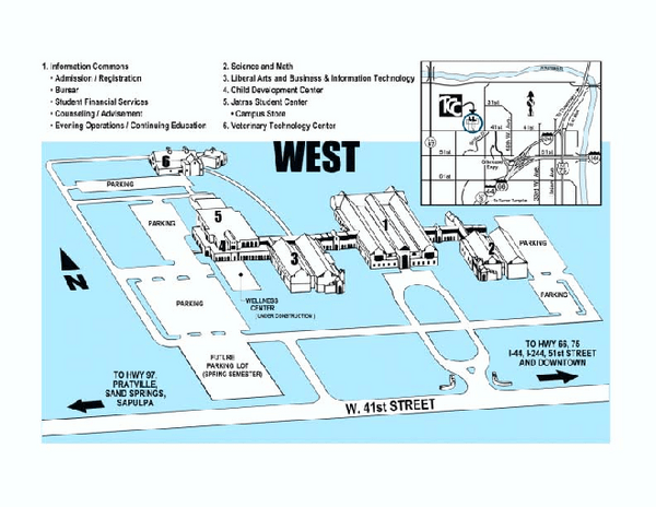 Tcc Metro Campus Map Tulsa Community College - West Campus Map - 7505 W 41St Tulsa Ok 74107 • Mappery
