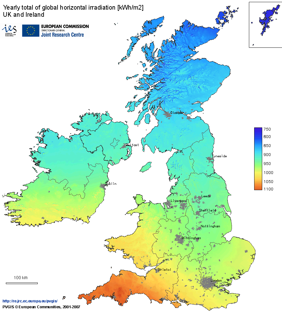 Solar Radiation Uk Map United Kingdom Solar Radiation Map United Kingdom &bull; mappery