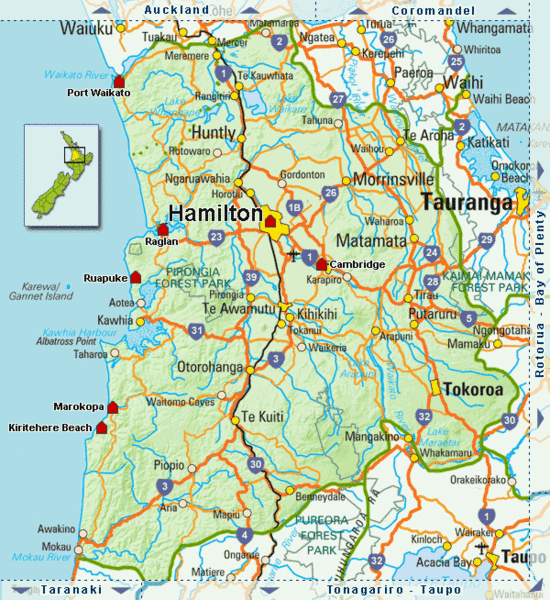 Waikato New Zealand Map Waikato Region