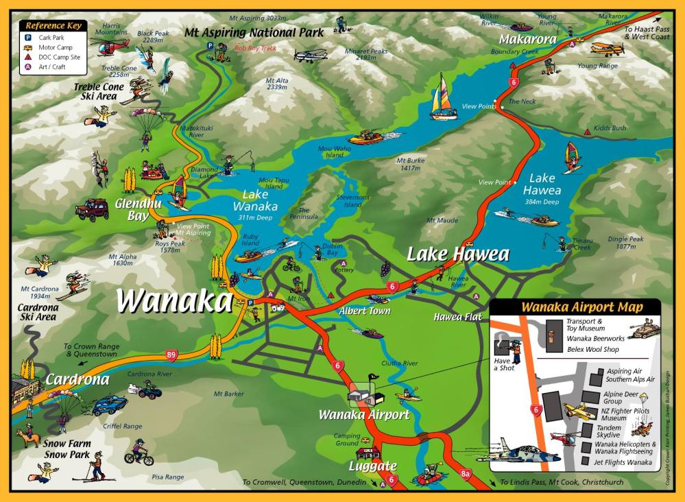 Wanaka Area Tourist Map Wanaka • mappery