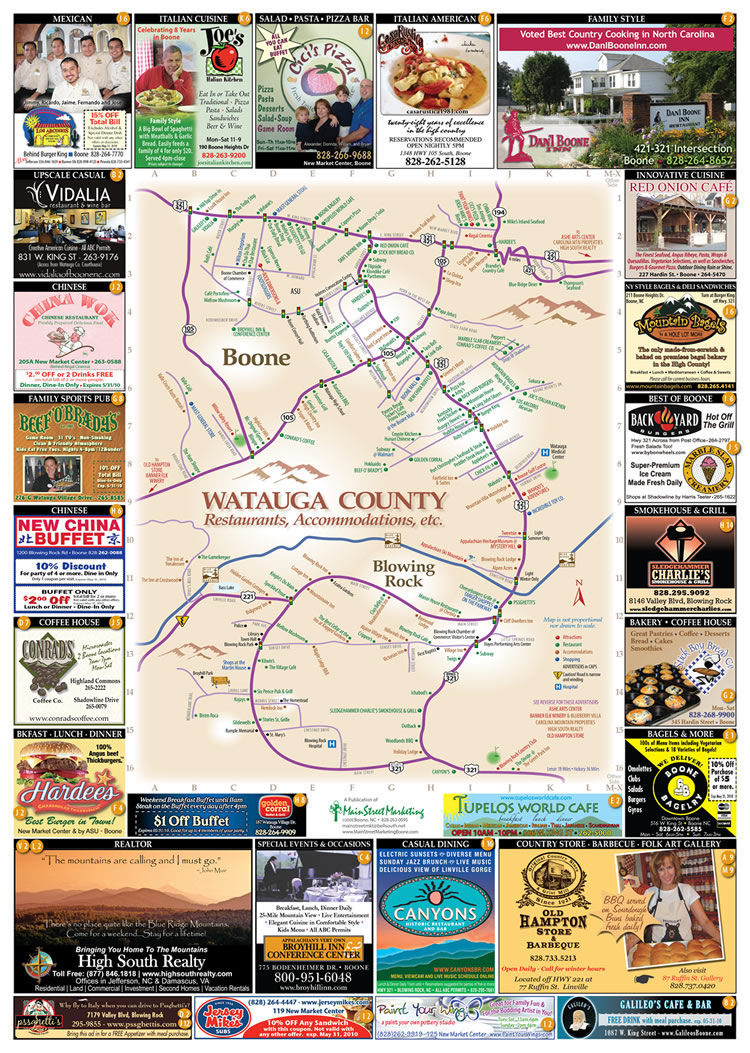 Watauga County Restaurants Map Boone NC • mappery