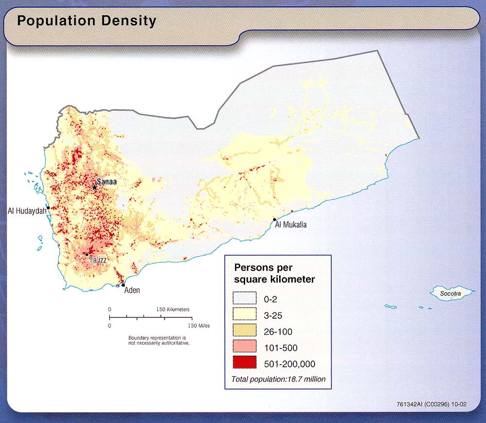 Yemen Population Map Yemen • mappery