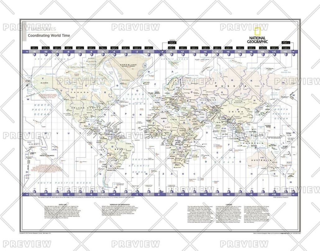 World Time Zones Wall Map Mapping Specialists Limited