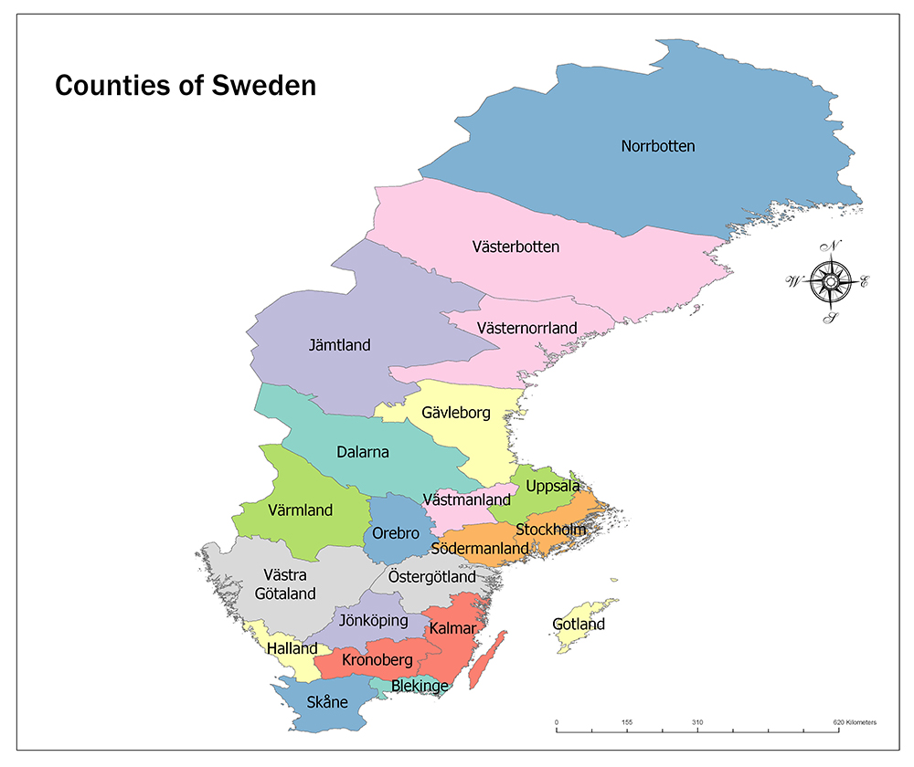 Counties Of Sweden Map Counties of Sweden Mappr